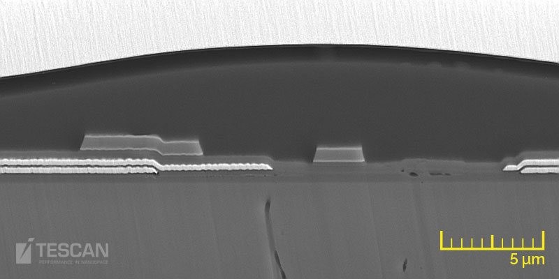 BSE image showing microstructures of the various AMOLED conductive and insulating layers