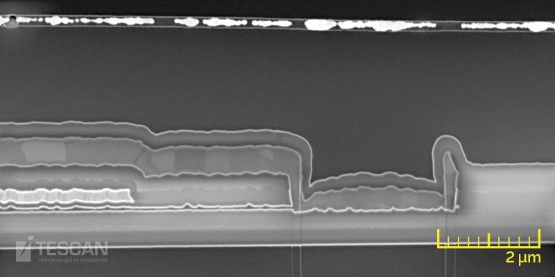 OLED display layer inspection: an underfilled layer at the top