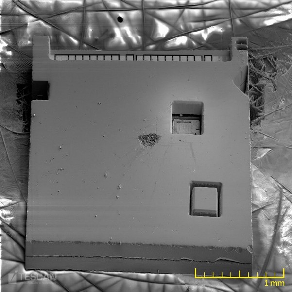 Series of windows made by FIB on the MEMS’s lid cut by FIB and opened with nanomanipulator