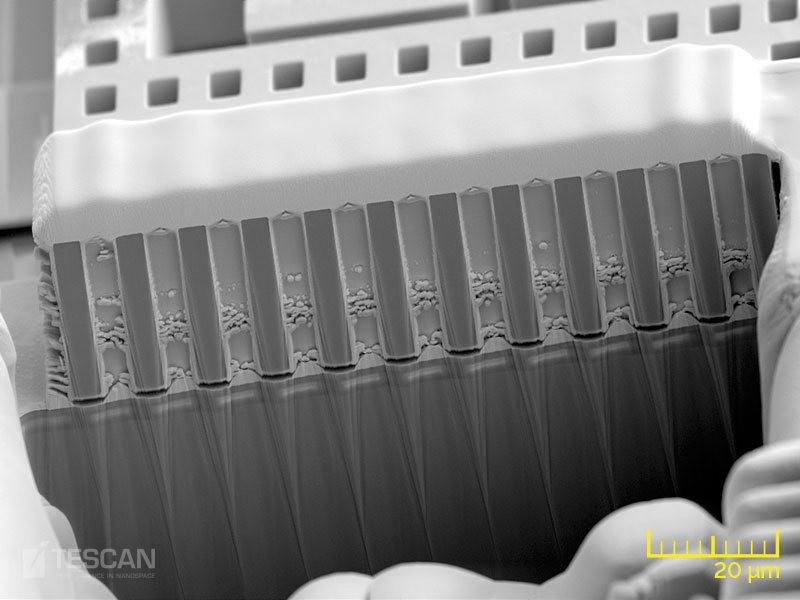 FIB cross-section through a MEMS feature