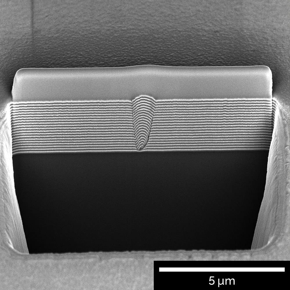 A cross_section through a defect in a multi-layered coating