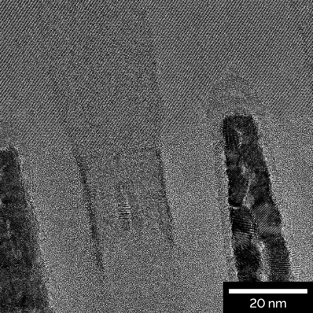 HR-TEM image of a “gate-cut” TEM lamella prepared from a 10 nm technology node