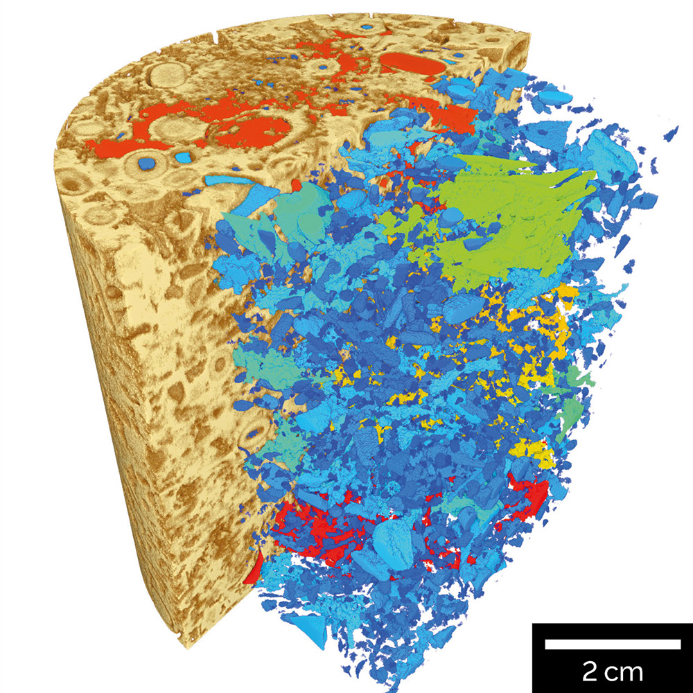 Volume of interest scan inside carbonate core.