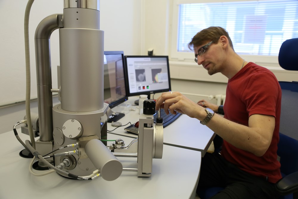 Preparing a powder sample for inspection and analysis in the scanning electron microscope TESCAN VEGA3