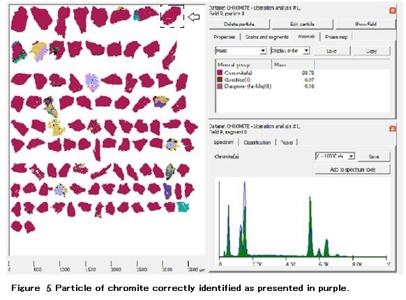 Particle of chromite correctly identified as presented in purple